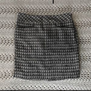 LOFT Thick Knit Black and Off-White Twill Mini Skirt